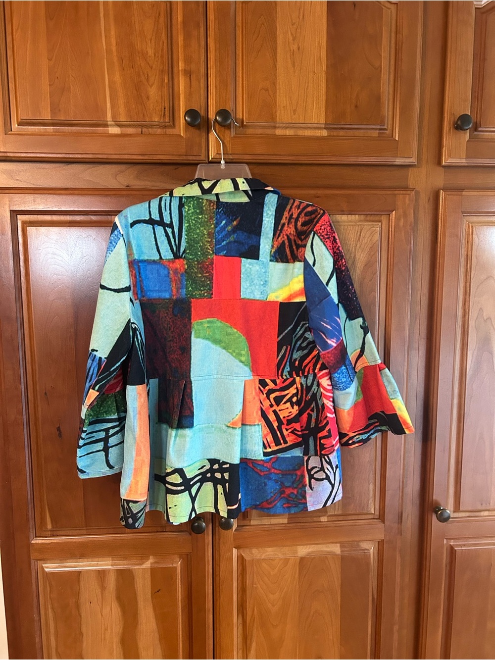 Multicolor Patchwork Button-Front Women's Jacket - Picture 2 of 3